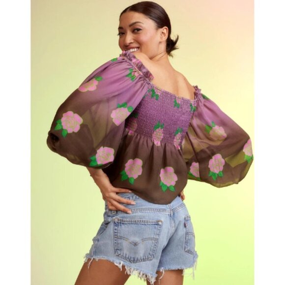 New! Cynthia Rowley Rosalia silk top 13658 - Picture 2 of 14